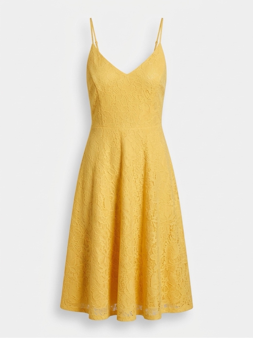 Lulu's Sunlit Yellow Lace Midi Dress